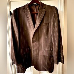 Brown Pinstripe Linen Blazer